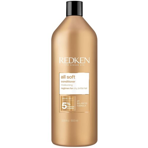 Redken All Soft Conditioner - Кондиционер с аргановым маслом для сухих и ломких волос 1000 мл