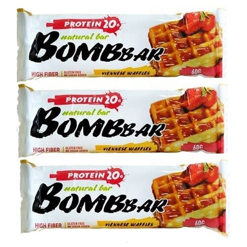 фото Протеиновый батончик bombbar protein bar 3 x 60 г, венские вафли