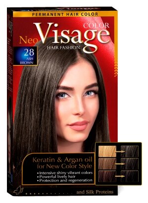 COLOR Visage Стойкая крем-краска для волос, 28 Пепельно-коричневый / Ash Brown