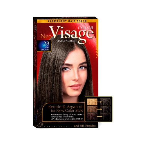 COLOR Visage Стойкая крем-краска для волос, 28 Пепельно-коричневый / Ash Brown color visage стойкая крем краска для волос 26 натурально коричневый natural brown 50 мл