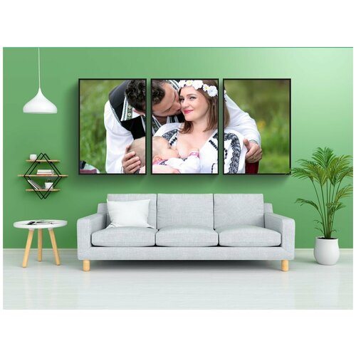 фото Набор модулных постеров для интерьера "семья, кормление грудью, мама" 60x90 см. в тубусе, без рамки lotsprints