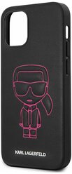 Чехол Lagerfeld для iPhone 12 mini (5.4) PU Ikonik outlines Metal logo Hard Black/Pink