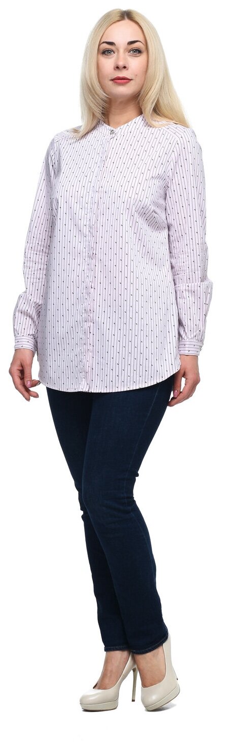 Блузка-рубашка женская офисная повседневная из хлопка с длинными рукавами plus size (большие размеры)