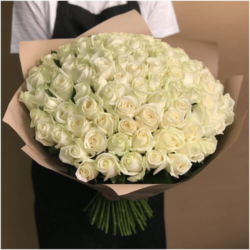 Букет из 101 белой розы (50 см).