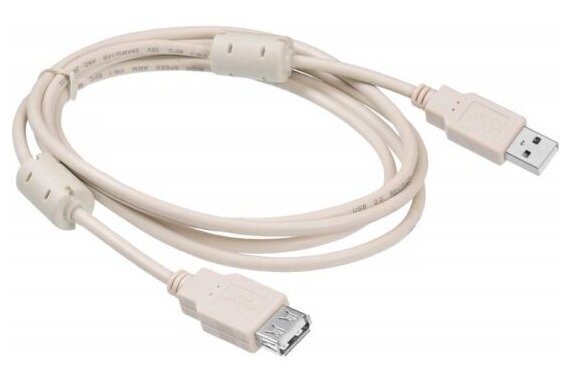 Кабель Buro USB A(m) USB A(f) 1.8м феррит. кольца серый