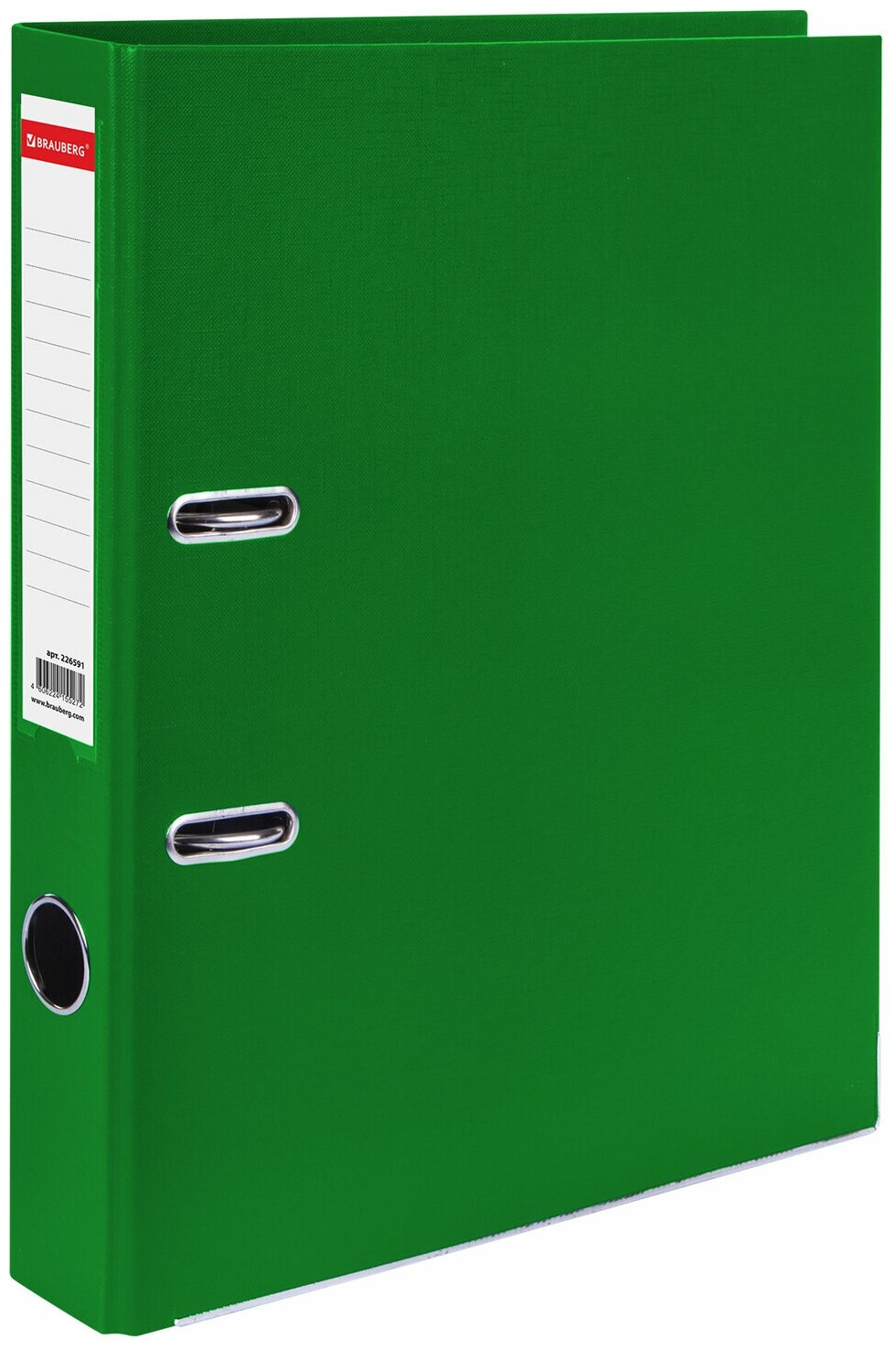 Папка-регистратор, покрытие пластик, 50 мм, прочная, с уголком, BRAUBERG, зеленая, 226591