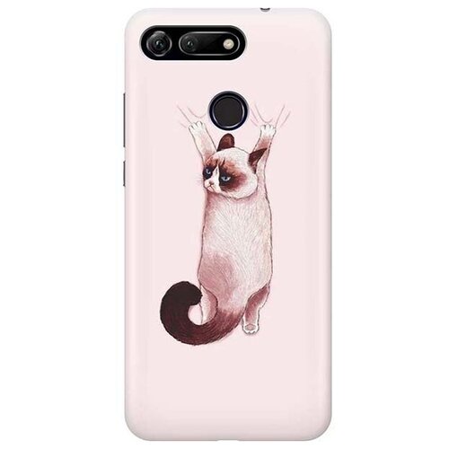 фото Ультратонкий силиконовый чехол-накладка для honor view 20 (v20) с принтом "недовольный кот" gosso