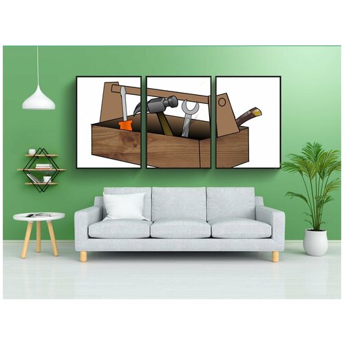 фото Набор модулных постеров для интерьера "ящик для инструментов, орудие труда, box" 60x90 см. в тубусе, без рамки lotsprints