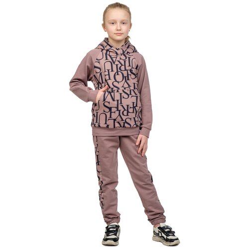 фото Костюм instance детский (худи + брюки) кофе буквы (футер 2-нитка)_28