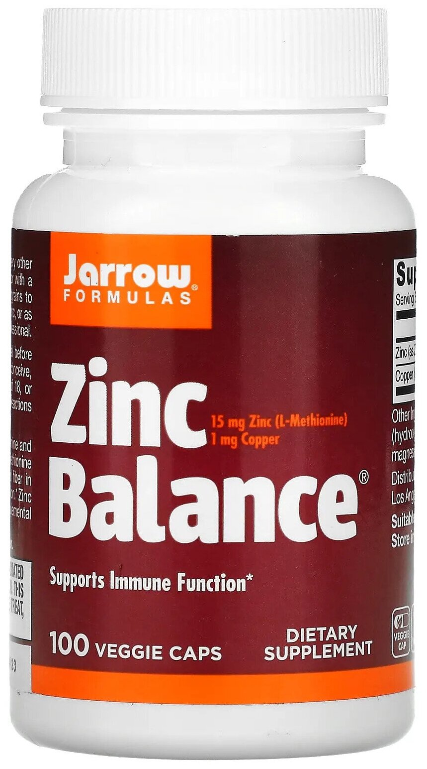 Jarrow Formulas Zinc Balance (Баланс цинка) 100 капсул