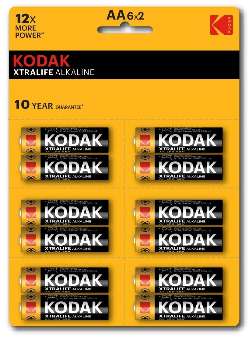Kodak Батарейка Kodak LR6-12BL perforated (6x2BL) XTRALIFE [KAA-2x6 perf], 12шт (30418462-RU1)