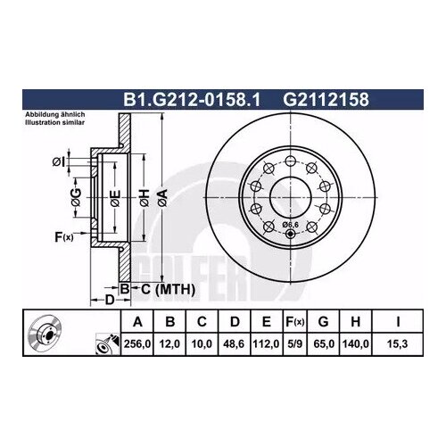 B1G21201581 GALFER Диск торм.зад. AUDI A3/VW CADDY,GOLF V,JETTA,TOURAN/SKODA OCTAVIA 1.4-2.0L 2003=>