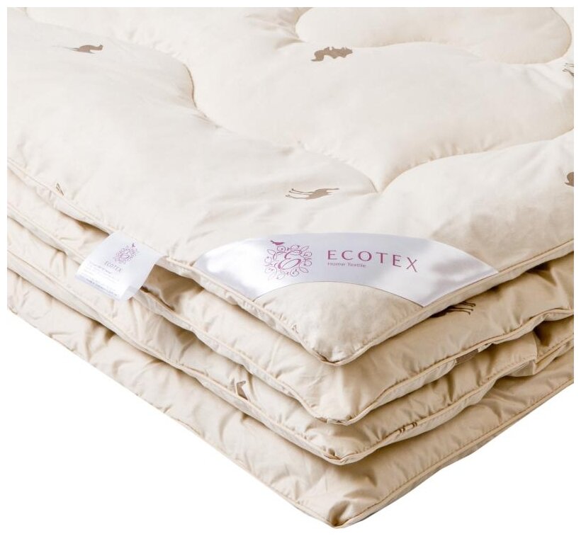 Одеяло ECOTEX Караван, всесезонное, верблюжья шерсть, 172 х 205 см, бежевый - фотография № 3