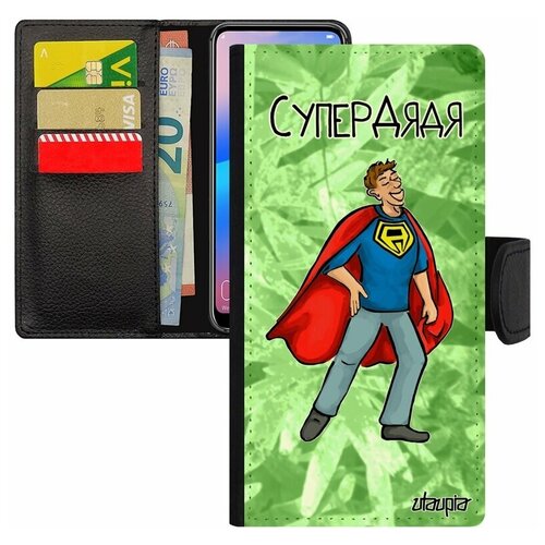 фото Чехол книжка на мобильный samsung galaxy s8, "супердядя" комичный комикс utaupia