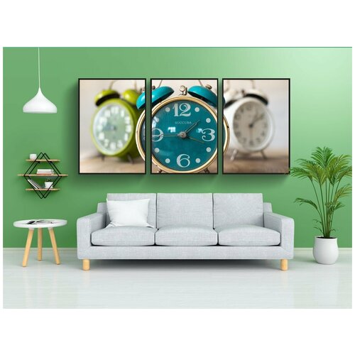 фото Набор модулных постеров для интерьера "тревога, часы, время" 60x90 см. в тубусе, без рамки lotsprints