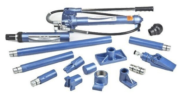 фото STELS Растяжка гидравлическая, 4 т, набор из 17 предметов, 7 сменных насадок, в пластиковом кейсе Stels