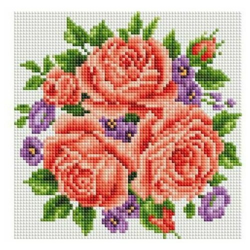 фото Набор для творчества белоснежка алмазная мозайка розы и фиалки 20 на 20 см