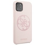 Чехол Guess для iPhone 11 Pro Silicone collection 4G logo Hard Light pink - изображение