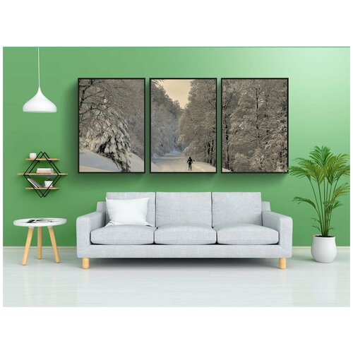 фото Набор модулных постеров для интерьера "ирати, снег, лес" 60x90 см. в тубусе, без рамки lotsprints