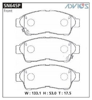 ADVICS SN645P Колодки TOYOTA Corolla, Carina, Camry, Caldina, Mark, RAV4 и т. д. (1992-2002) передние оригинал