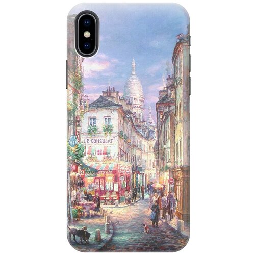 фото Re:paчехол - накладка artcolor для apple iphone xs / x с принтом "пейзаж монмартра"
