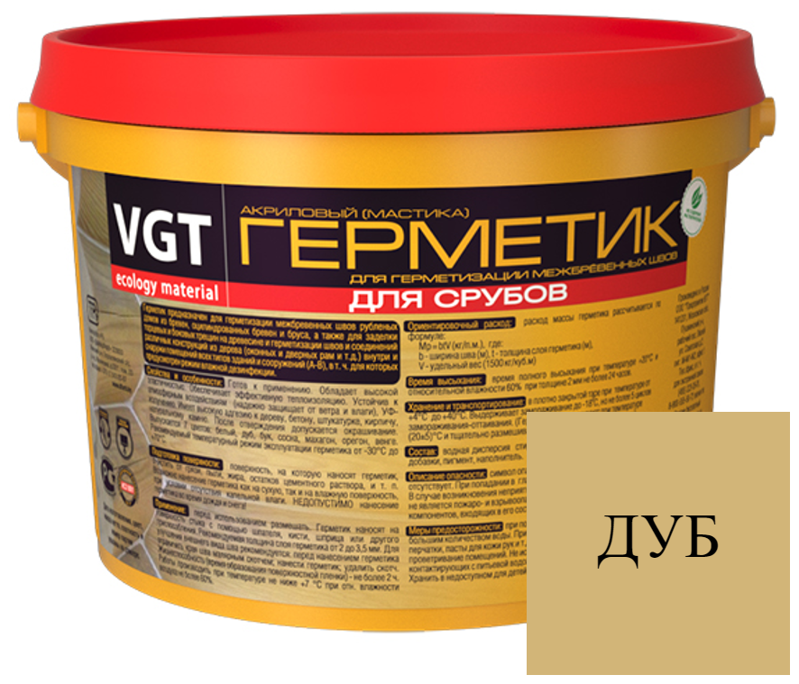 VGT Герметик акриловый (мастика) для срубов, Дуб 7кг