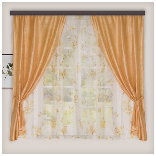фото Комплект штор для кухни «романтика», 290х165 см, цвет бежевый witerra