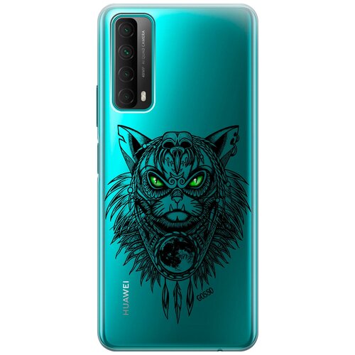 Ультратонкий силиконовый чехол-накладка Transparent для Huawei P Smart 2021 с 3D принтом Shaman Cat ультратонкий силиконовый чехол накладка transparent для huawei p smart 2019 honor 10 lite с 3d принтом shaman cat