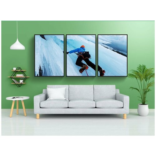 фото Набор модулных постеров для интерьера "ледолазание, экстремальные виды спорта, взбираться" 60x90 см. в тубусе, без рамки lotsprints