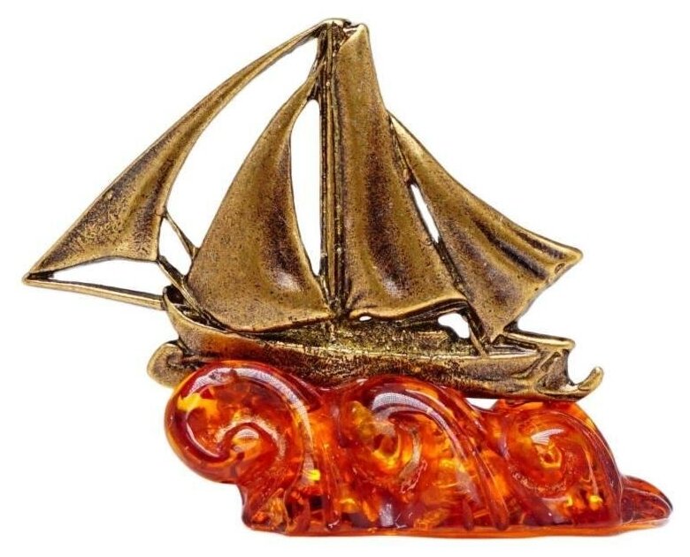 Фигурка Бермудская Шхуна (бронза, латунь, янтарь) 512 Хорошие Вещи