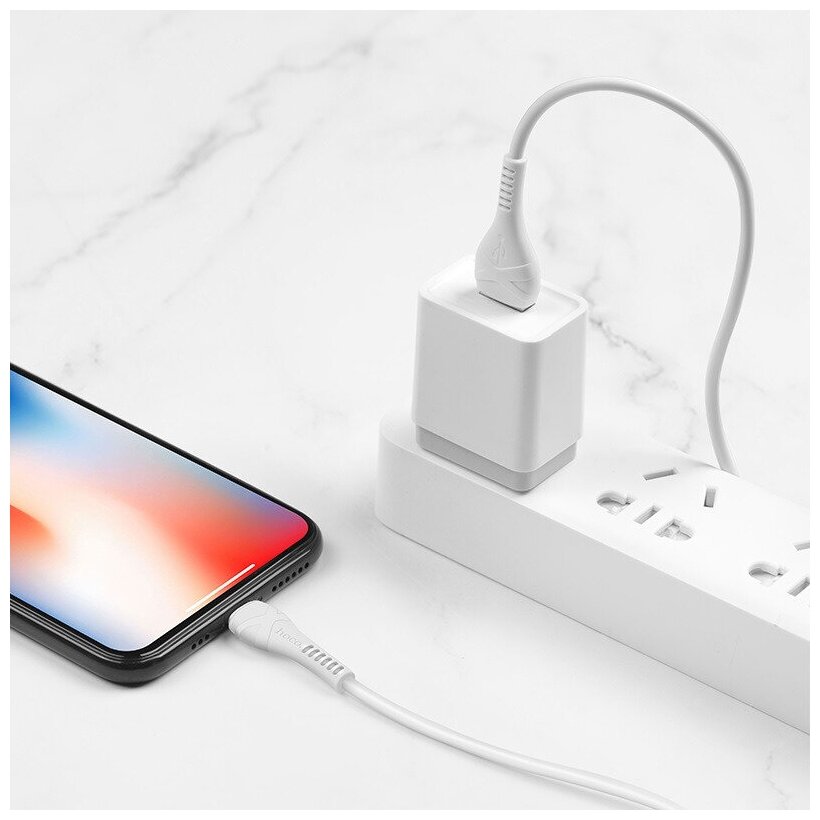 Кабель для зарядки HOCO X37, USB 2.0 Lightning, 1 метр, белый / Кабель для зарядки / Кабель для телефона