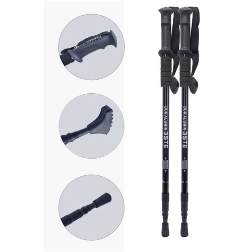 фото Палки треккинговые телескопические антишок 135см черный tr-011 big bro