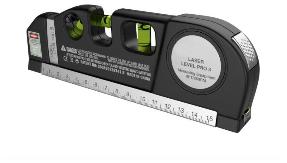 Лазерный уровень c рулеткой и линейкой / Нивелир LPro3 c тремя ампулами