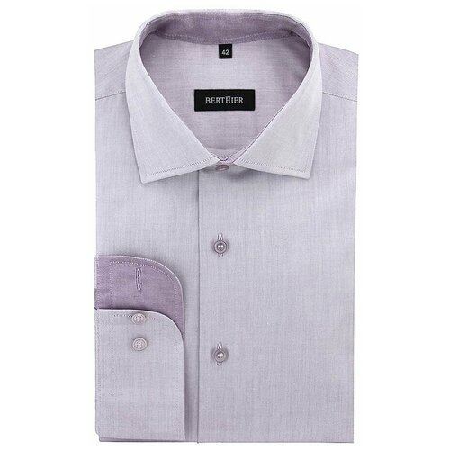 Рубашка мужская длинный рукав BERTHIER TWIST-472021/ Fit-M(0), Полуприталенный силуэт / Regular fit, цвет Сиреневый, рост 174-184, размер ворота 40