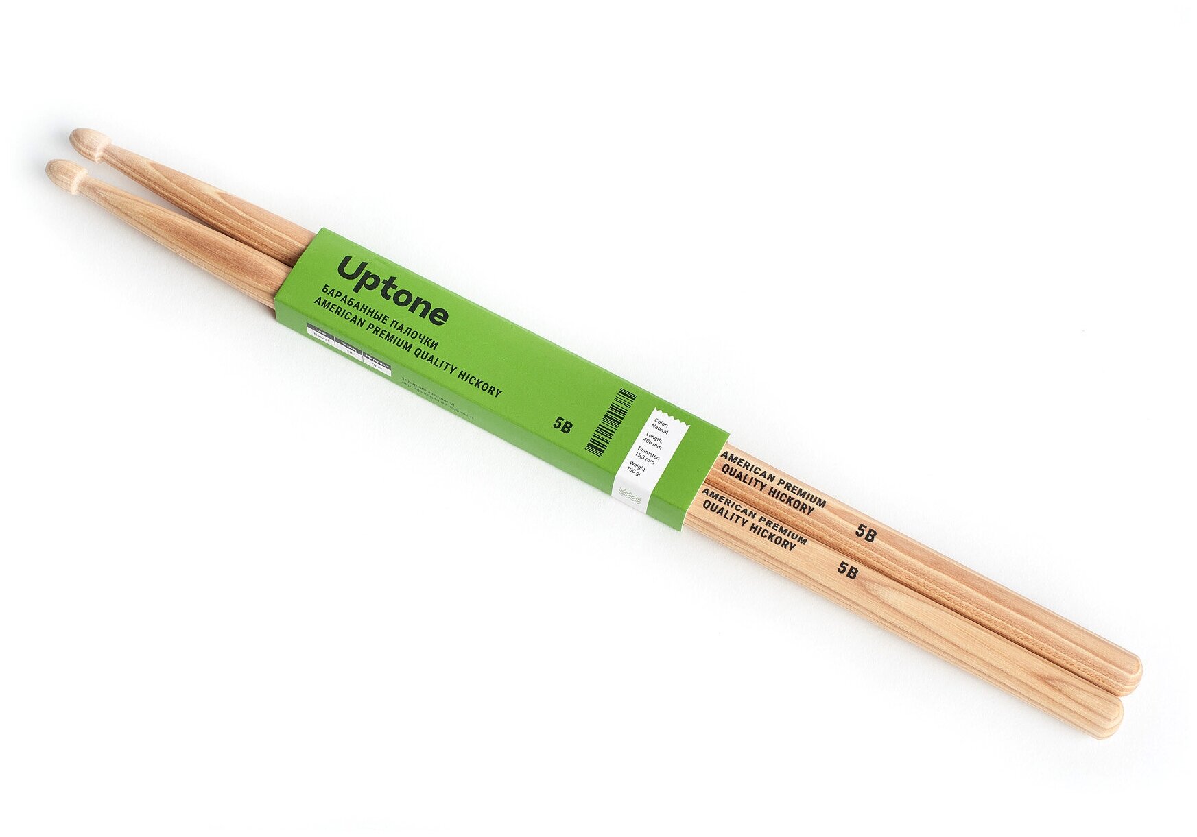 UPTONE American Premium Quality Hickory 5B барабанные палочки, орех, деревянный наконечник, цвет - натуральный