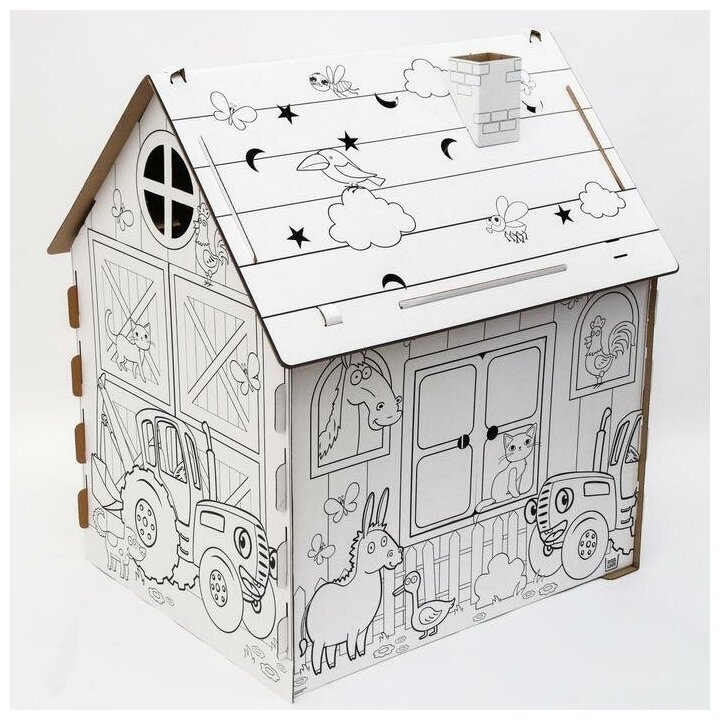 Дом из картона 'Дом-раскраска' набор для творчества, Синий трактор