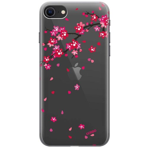 фото Ультратонкий силиконовый чехол-накладка clearview для apple iphone 7 / 8 / se (2020) с 3d принтом "sakura" gosso