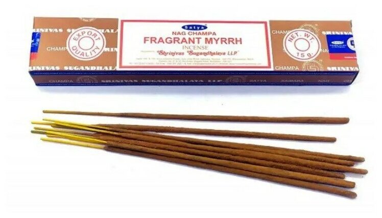 Благовоние Satya Nag Champa Fragrant Myrrh (Аромат мирры) 15г, 12 палочек