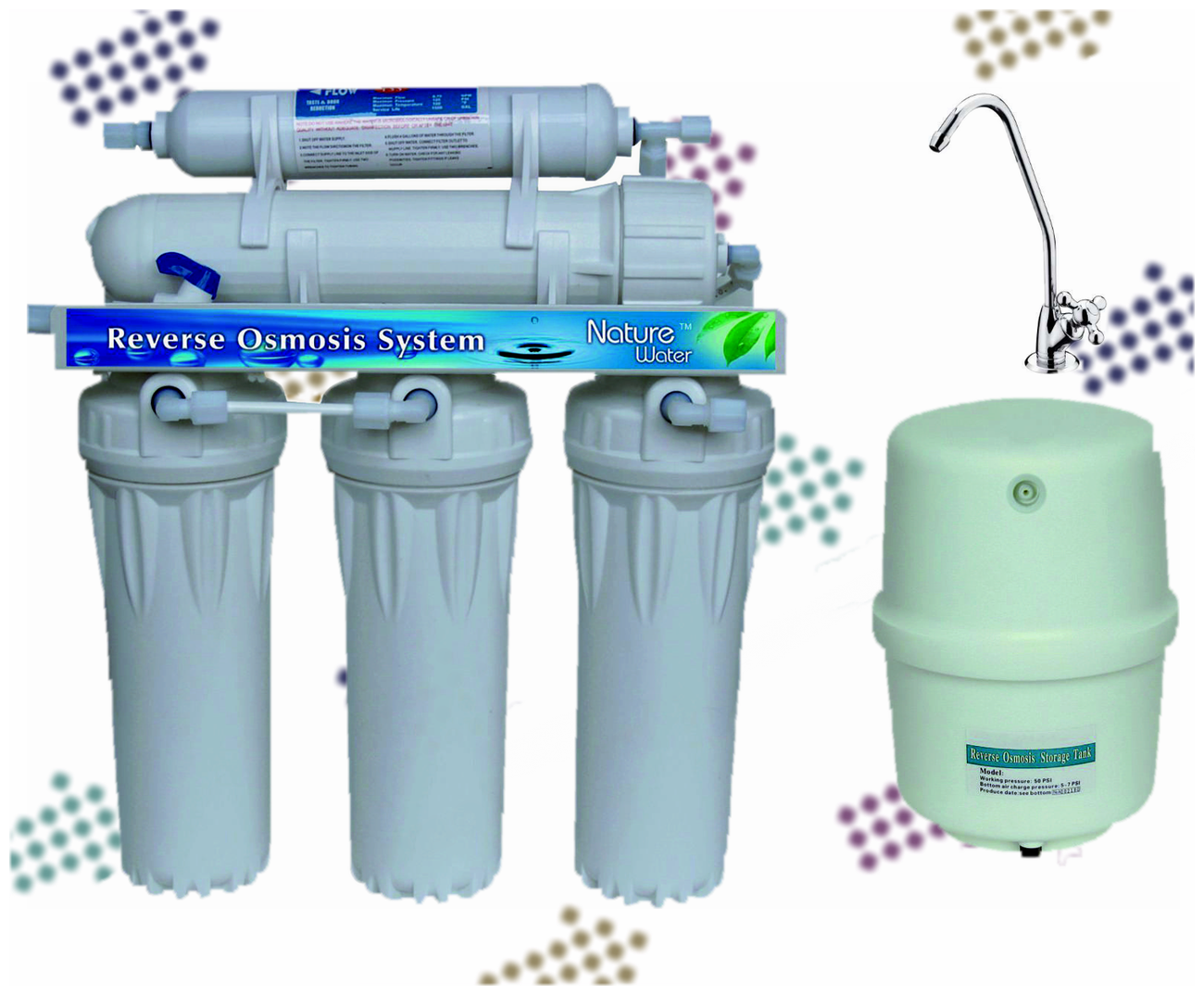 Система обратного осмоса NatureWater RO50-NP35 фильтр для питьевой воды производительность 200 литров в сутки