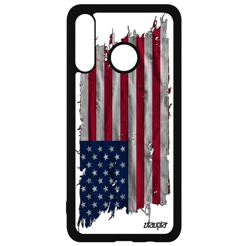 фото Красивый чехол на мобильный // huawei p30 lite // "флаг соединенных штатов на ткани" страна государственный, utaupia, белый