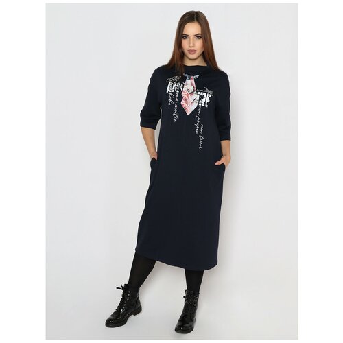 Платье Style Margo, повседневное, прямой силуэт, макси, карманы, размер 44, синий