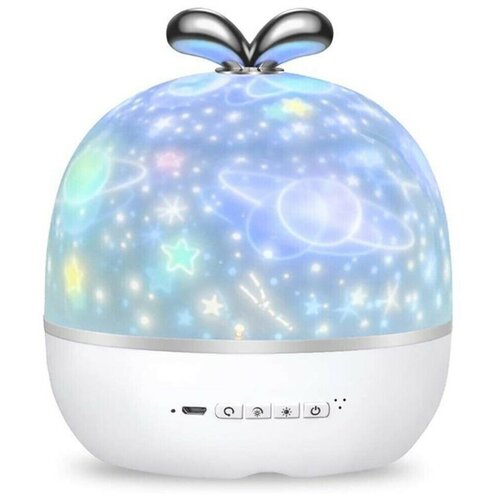 Ночник проектор Grand Price звездного неба Starlight Lamp Projector Night Light, 3 режима яркости, 6 световых режимов, сменные изображения, белый