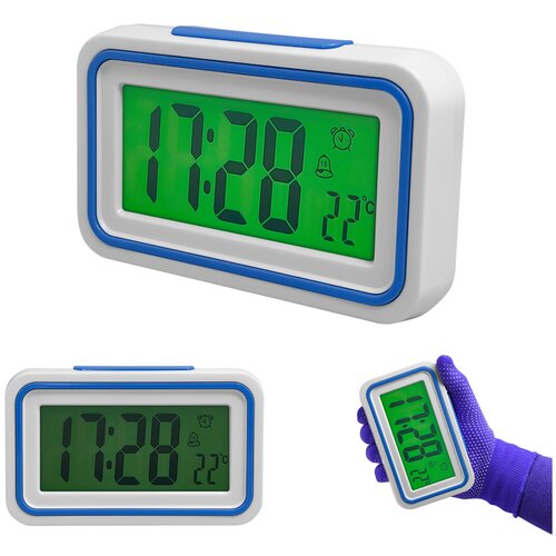 фото Говорящие часы электронные с будильником и термометром (kenko kk-9905tr) синие пригодится!