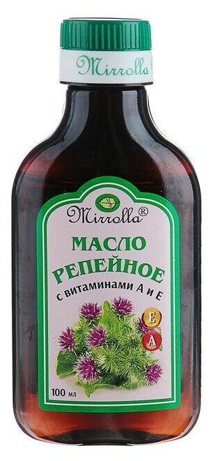 Репейное масло Mirrolla с витаминами А и Е, 100 мл