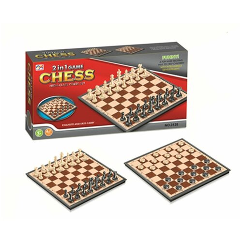 фото Игра настольная 2в1, в комплекте игровое поле 27*27 см, шахматы, шашки shantoy gepay 3135 наша игрушка