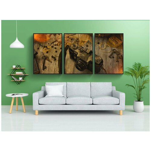 фото Набор модулных постеров для интерьера "старый, вуд, справочная информация" 60x90 см. в тубусе, без рамки lotsprints