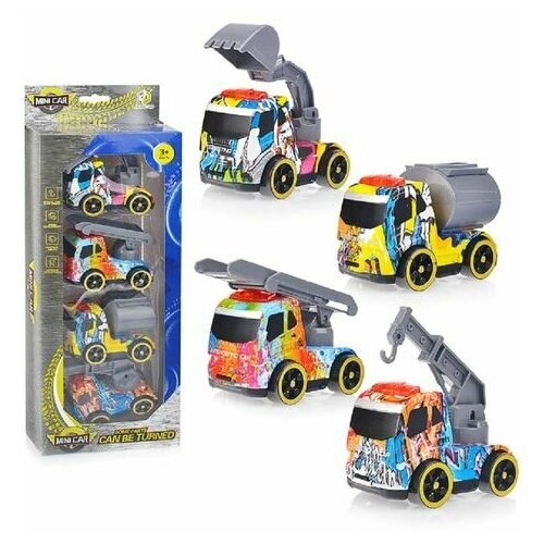 фото Набор машин спецтехника 4 штуки, в коробке 57-4b кнр