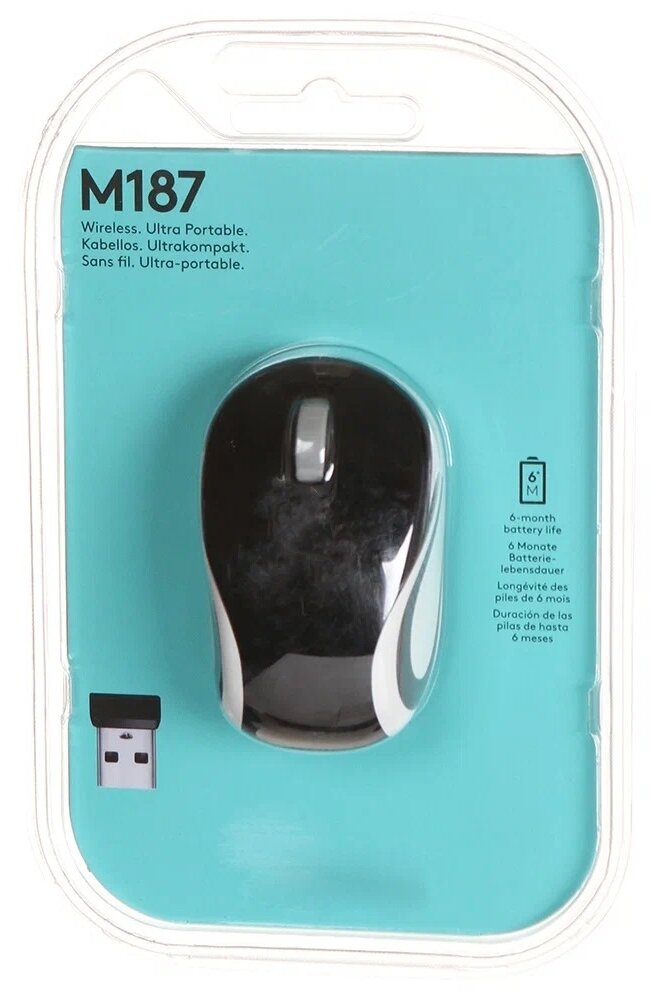 Logitech Wireless Mini Mouse M187 (синий) - фото №4