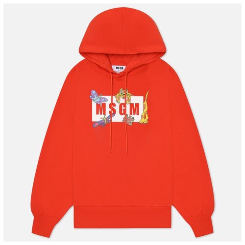 фото Женская толстовка msgm funny tiger box maxilogo hoodie красный , размер s