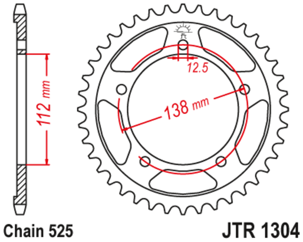 Звезда задняя (ведомая)(сталь) JT 1304.43